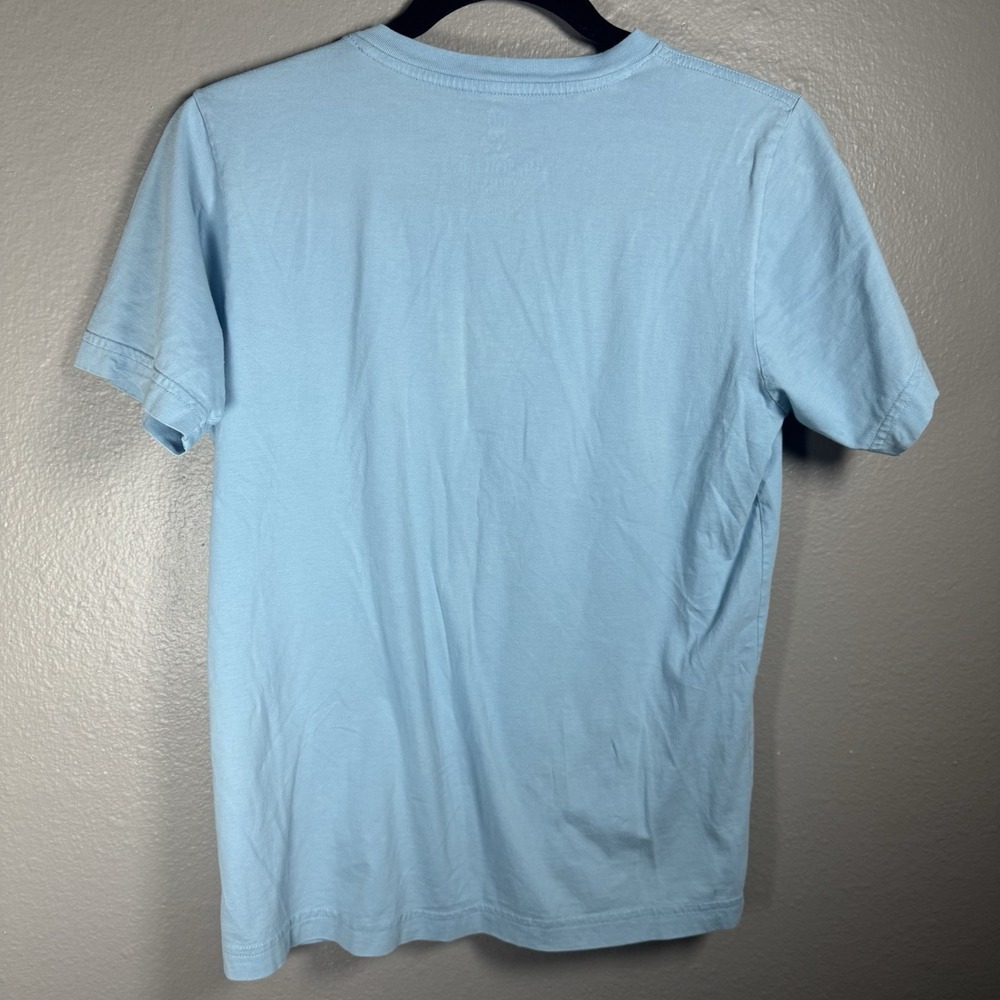 Psycho Bunny Boys Sz XL 18/20 Blue T-Shirt Embroidered Logo V-Neck Pima STAIN - Picture 2 of 6